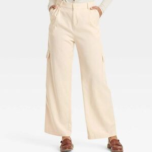 Women's High-Rise Straight Leg Cargo Pants - Universal Thread Cream 16 NWT